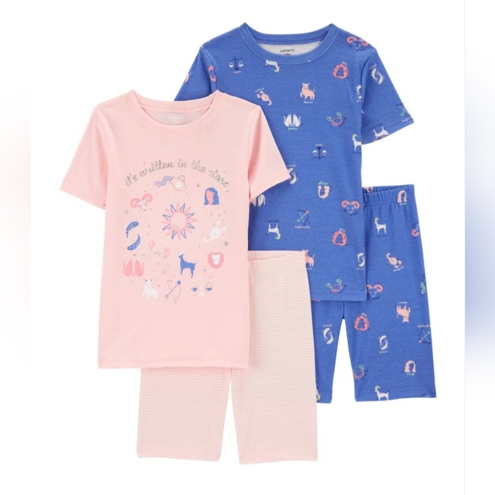 Girls Size 12 (Carter's) 4 Piece Pajama Set (Astrology Theme)